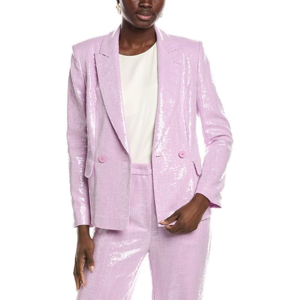 Marc Cain Womens  Linen-Blend Blazer, Purple